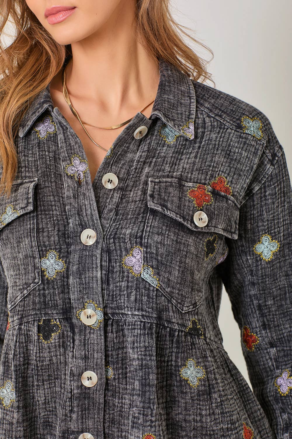 Mystree – Blusão - Mulher por atacado – 61004 Casaco Peplum Lavado11