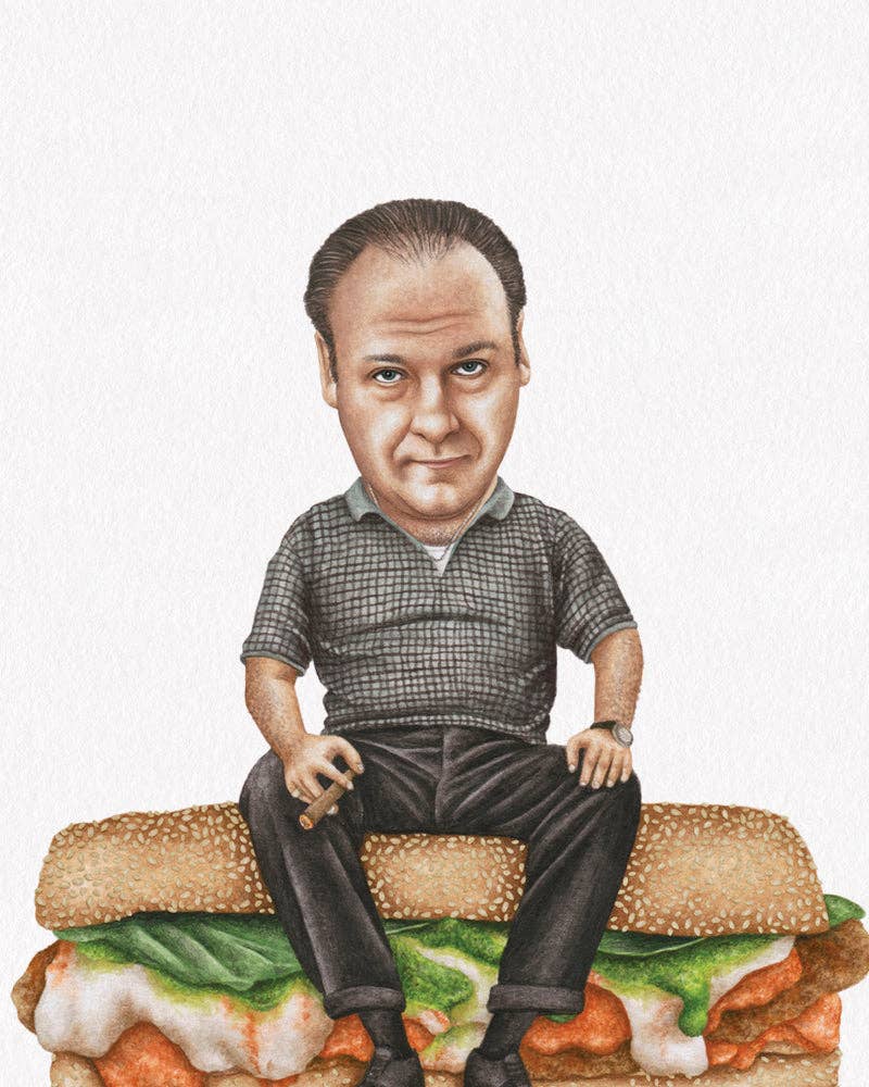Celebs on Sandwiches - Wholesale Art Print - Tony Soprano #2 - Sopranos - Watercolor Print1