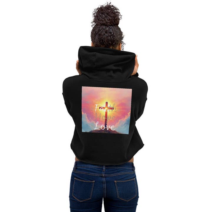 Faith, Hope, Love Crop Hoodie | Faith Apparel for Women for wholesale by Grow Your Faith