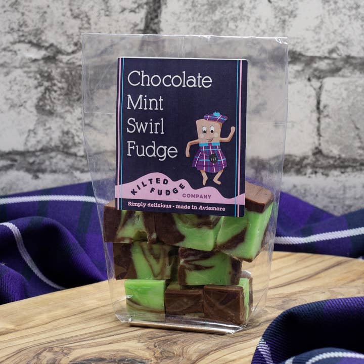 Mint Chocolate Swirl Fudge for wholesale by Kilted Fudge Company
