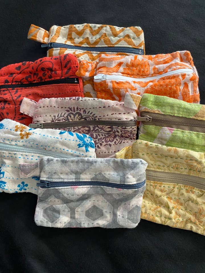 Repurposed Sari Cloth Coin Purse/Small Pouch for wholesale by ReMade India