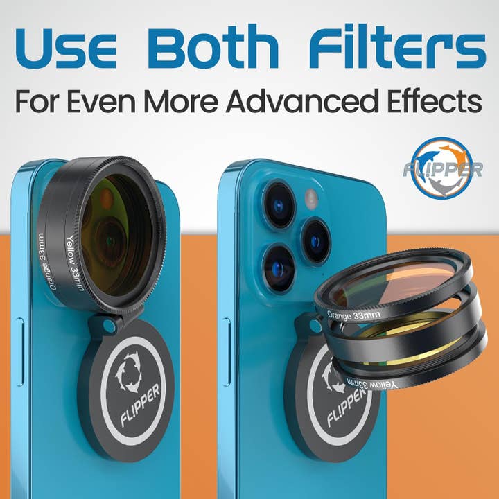 Flipper Aquarium Products - Vendita all'ingrosso Supporto per telefono/tablet - Flipper Flip-Kick Phone Filter Aquarium Reef Lens con Lenti Arancioni e Gialle
