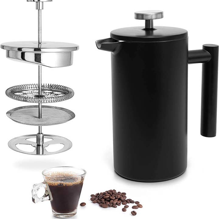 Mixpresso - Wholesale French Press - Mixpresso Stainless Steel French Press Coffee Maker 27 Oz 800ML Double Wall Metal Insulated Coffee Press & Tea Brewer
