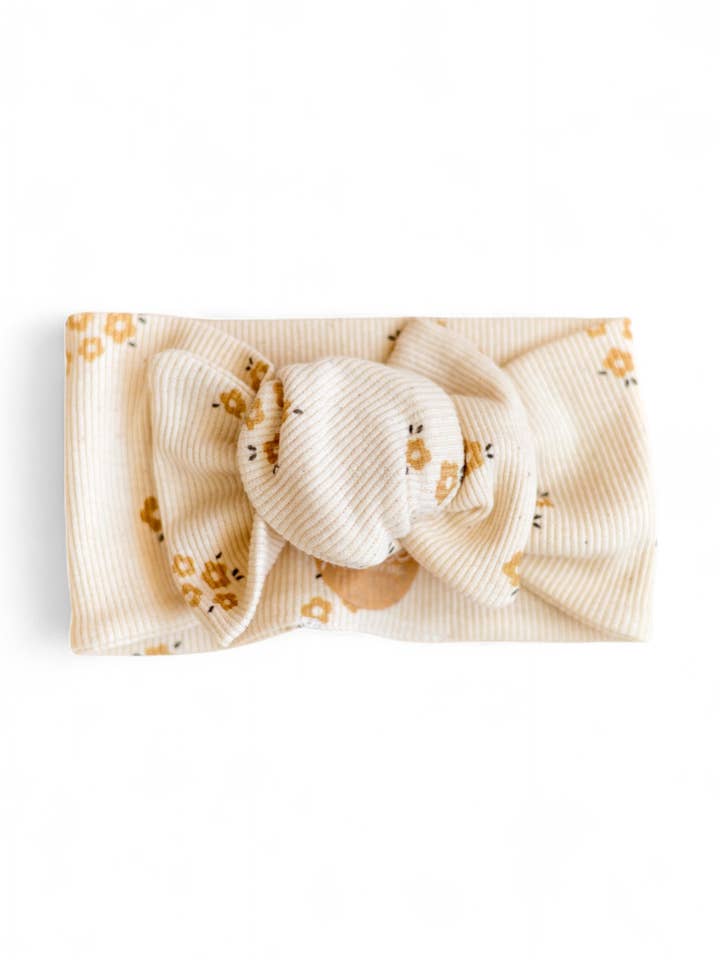 Bow Headband / Natural Tiny Flowers for wholesale by PETITE EvelinaApparel