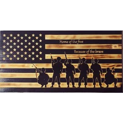 Rustic U.S. Soldier Home Of The Free Flag for wholesale by Tango Down Designs