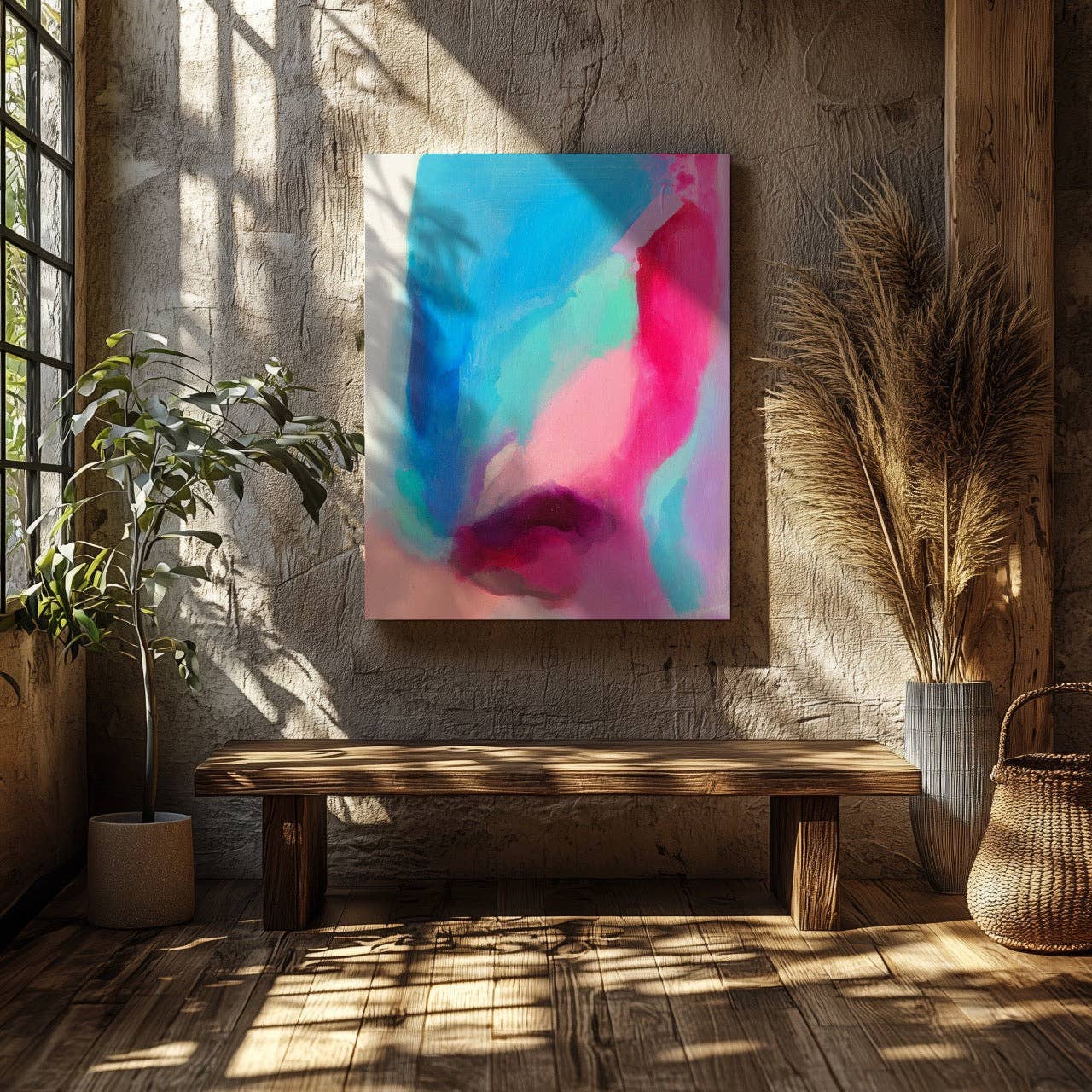 House Prints – Großhandel Kunstdruck – Gerahmter Kunstdruck auf Leinwand, abstrakt, leuchtend, Frühlings-Aquarell4