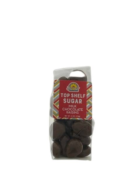 Pocketsnak- Milk Chocolate Raisins 6 oz. bag for wholesale by Sunflower Food Company
