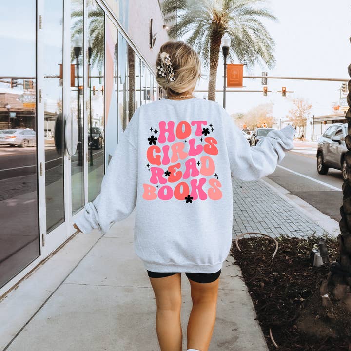 Hot Girls Read Books Unisex Crewneck Sweatshirt for wholesale by DIYxe