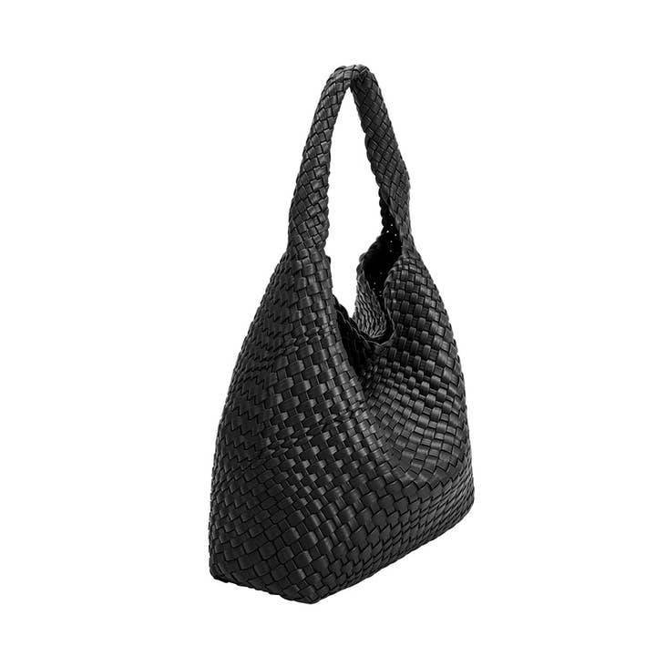 Melie Bianco - Wholesale Shoulder Bag - Women's - Johanna Black Recycled Vegan Shoulder Bag