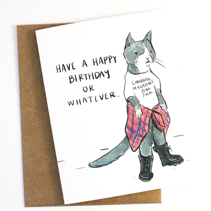 Amy Hartelust Art and Illustration - Wholesale Birthday Card - Grunge Kitty Birthday Card