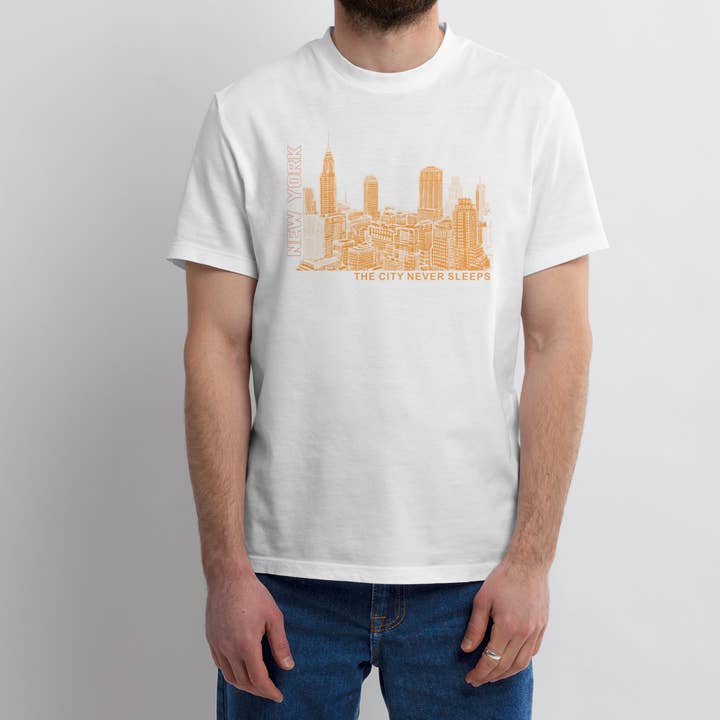New York City Never Sleeps T-Shirt – Verlichte Skyline voor wholesale door GoboxPrintCo