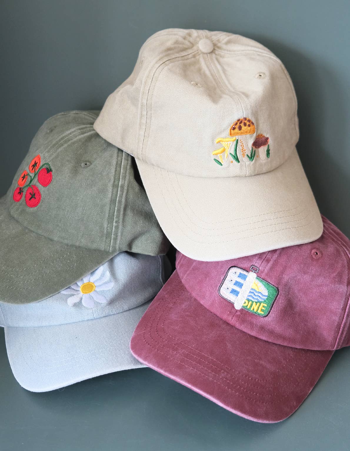 Idlewild Co. - Wholesale Baseball Cap - Unisex - Embroidered Hat | Tomato Vine, Washed Green Color3
