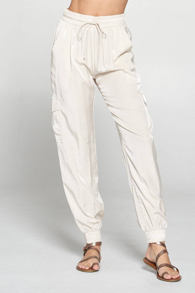 PINCH - Wholesale Pants - Women's - WOVEN CARGO PANTS - OYSTER1