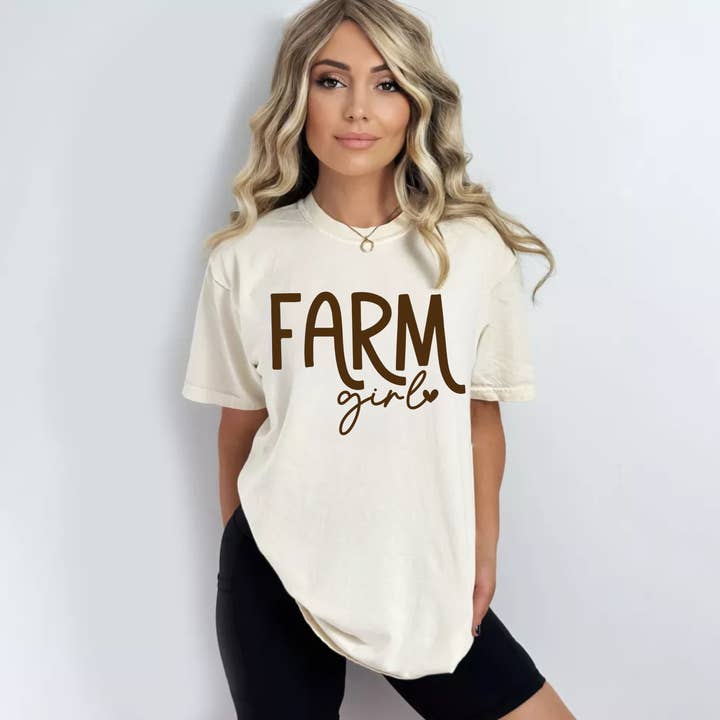 TEELUX - Wholesale Sublimation Transfer - (Shirt not included) Farm Girl - Dark Brown Screen print Transfer1