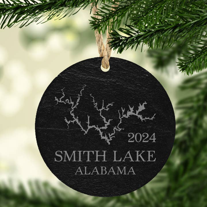 The Lillie Pad - Wholesale Ornament - Custom Lake Map Slate Christmas Ornament - Lake Gift3