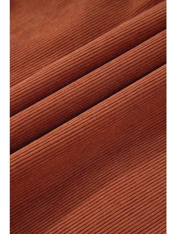 PRETTY BASH - Wholesale Dress - Women's - Solid Corduroy 3/4 Sleeve Snap Button Dress15