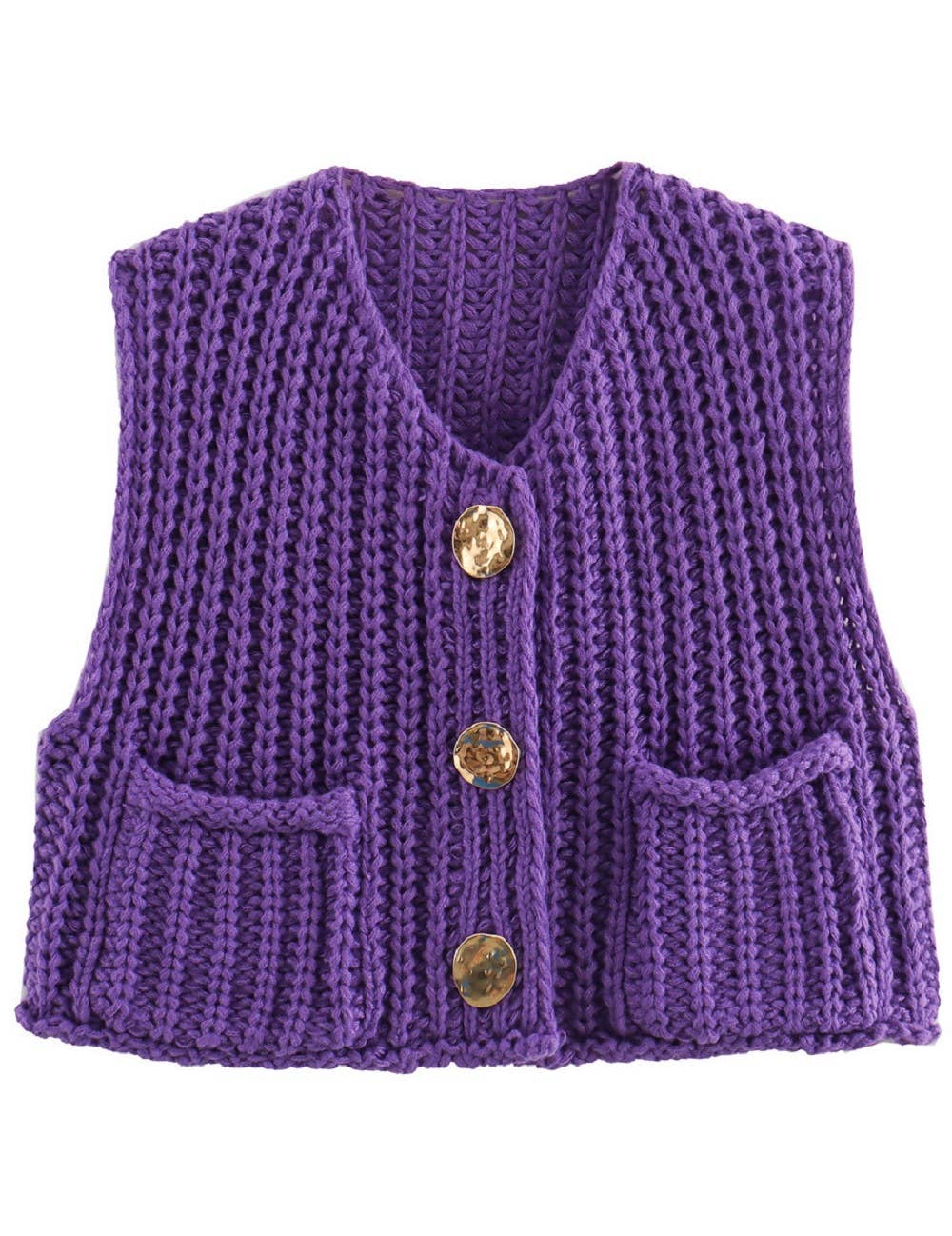 Sweetkama – Engroshandel Strikvest/slipover – Kvinder – Sweetkama damevest med rund hals i ensfarvet strækstof, kort model36