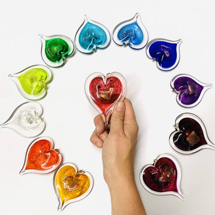 Luke Adams Glass - Wholesale Ornament - Birthstone Small 3" Hearts Set