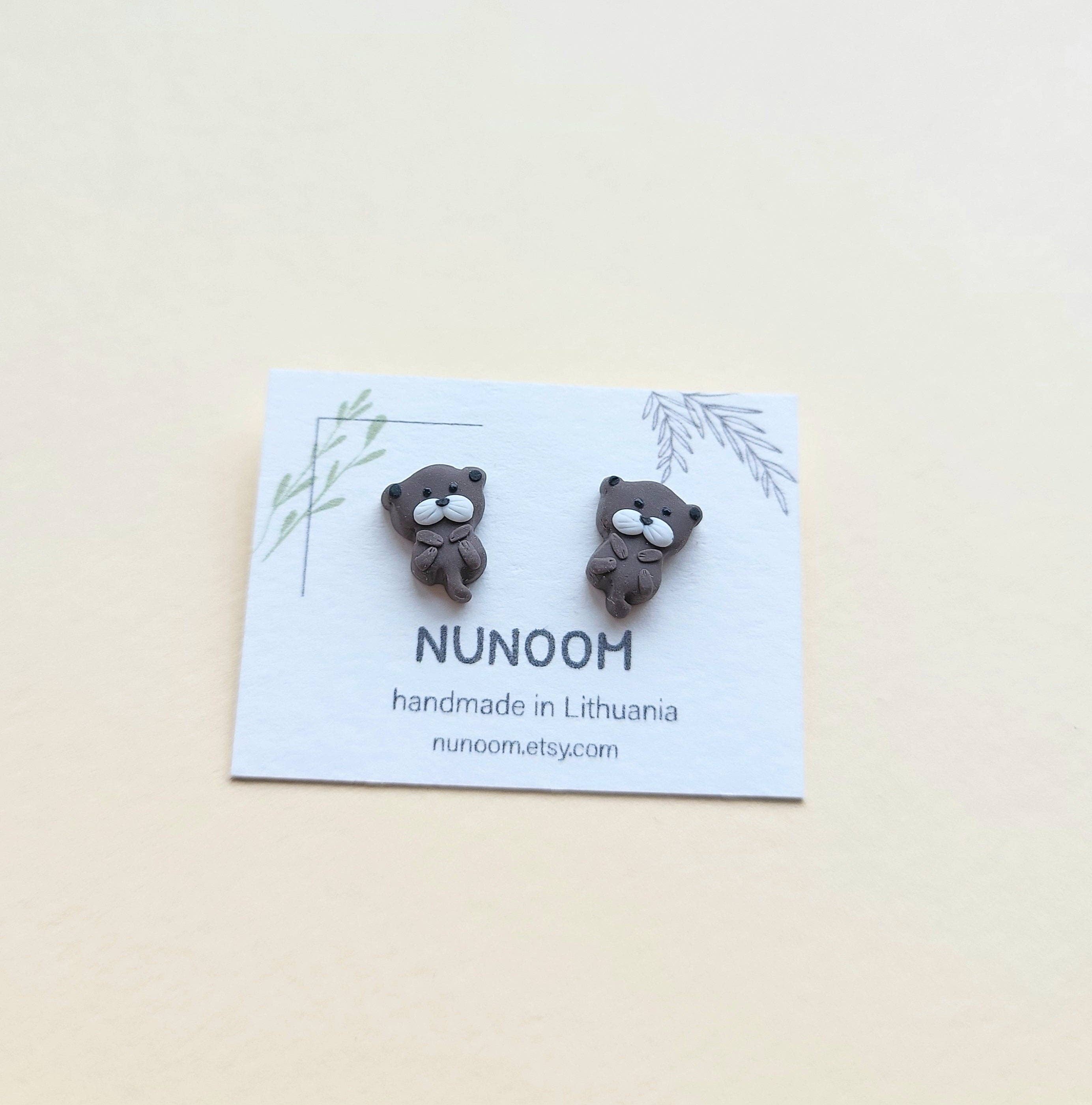 NoomCottageClay - Wholesale Stud/Post Earrings - Tiny Otter Stud Earrings | Cute Animal Jewelry2
