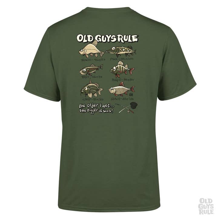 Grotere Vis 2 T-shirt - Legergroen voor wholesale door Old Guys Rule UK EU