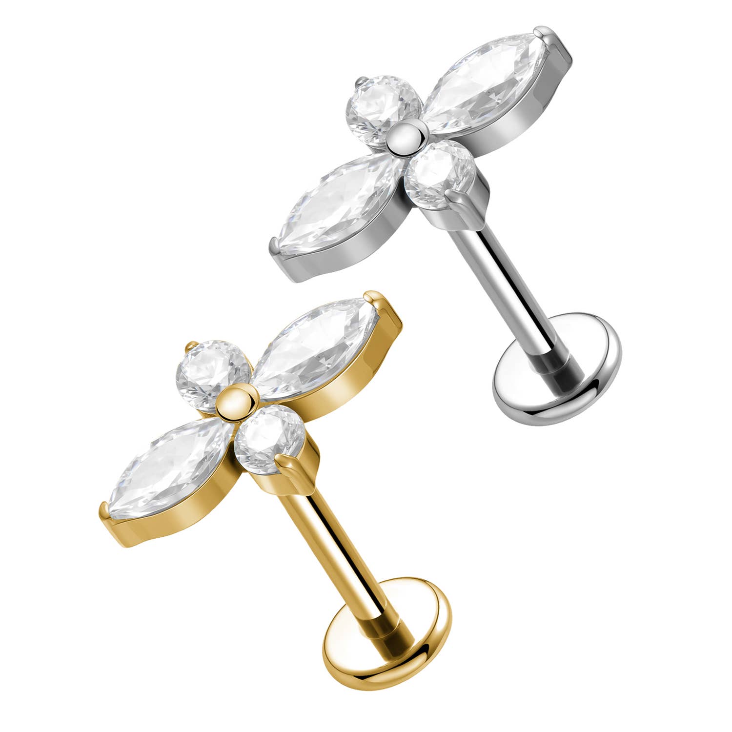 Awaken - Wholesale Enkele oorbel - Labret Piercing met Interne Kristallen PC-2203