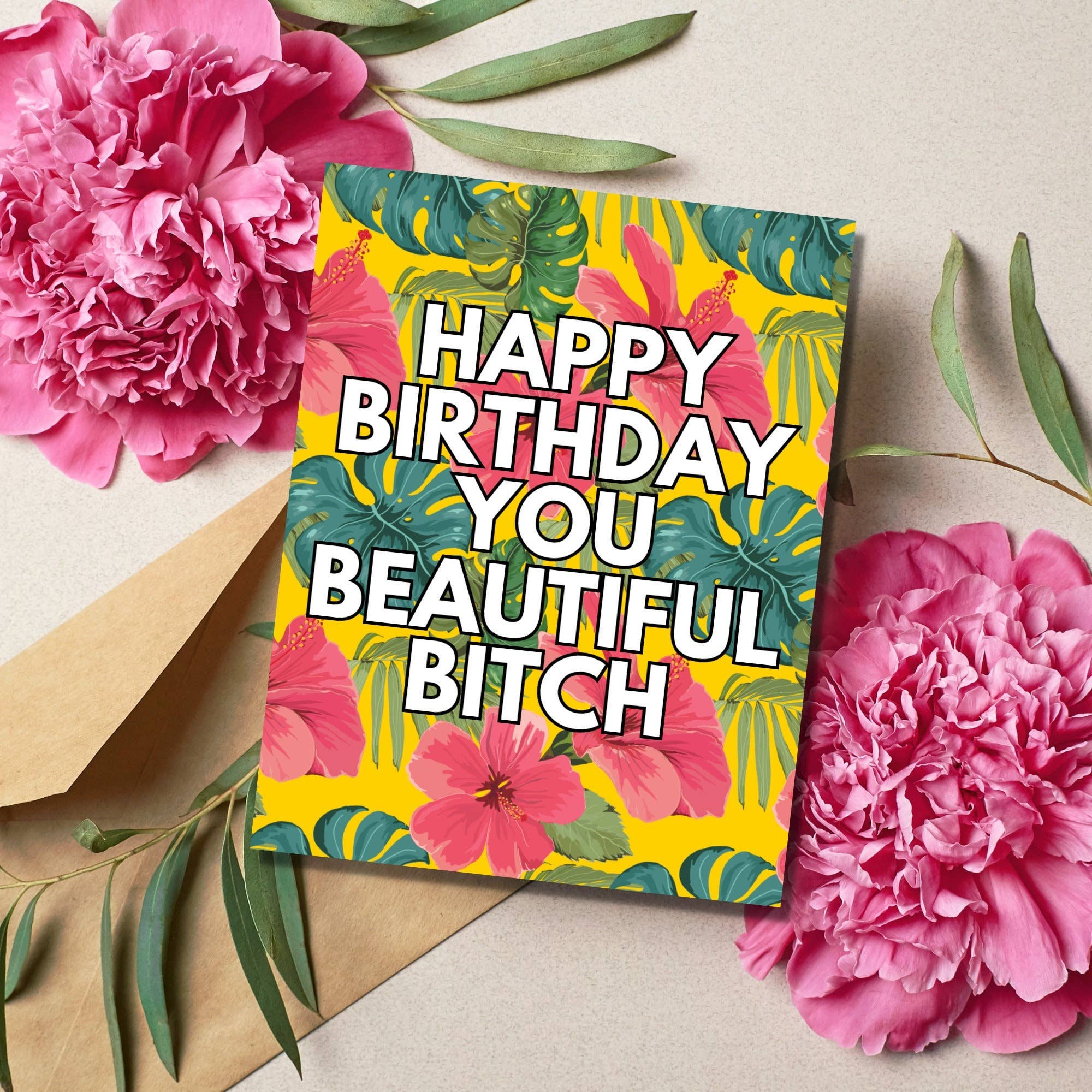 As Told By Ellie - Vente Cartes d'anniversaire - Joyeux Anniversaire Belle Salope Cartes Florales Mignonnes et Drôles5