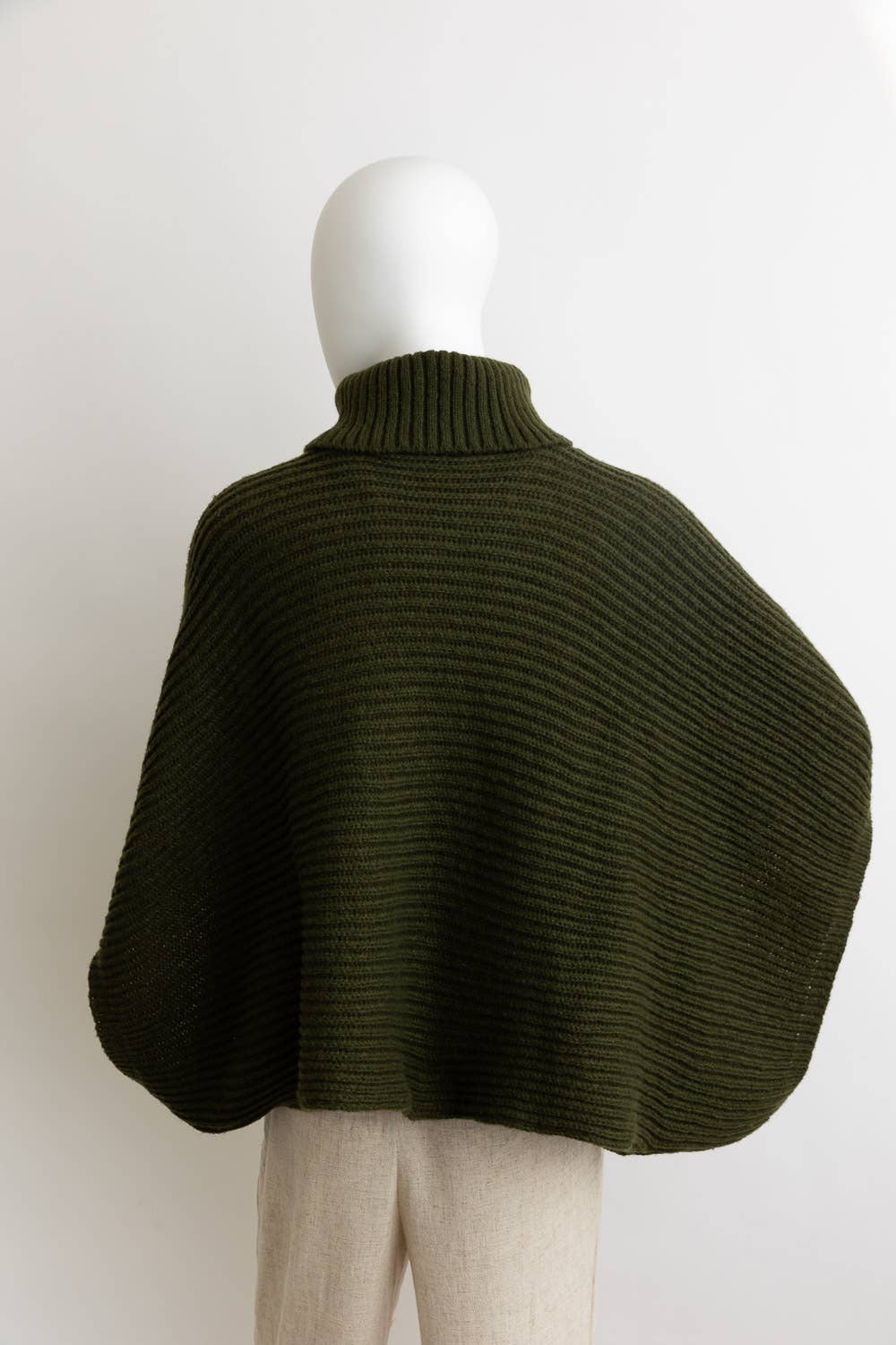 Leto Accessories - Wholesale Poncho - Women's - 🐢 Turtleneck Ribbed Knit Poncho w/ Armholes5