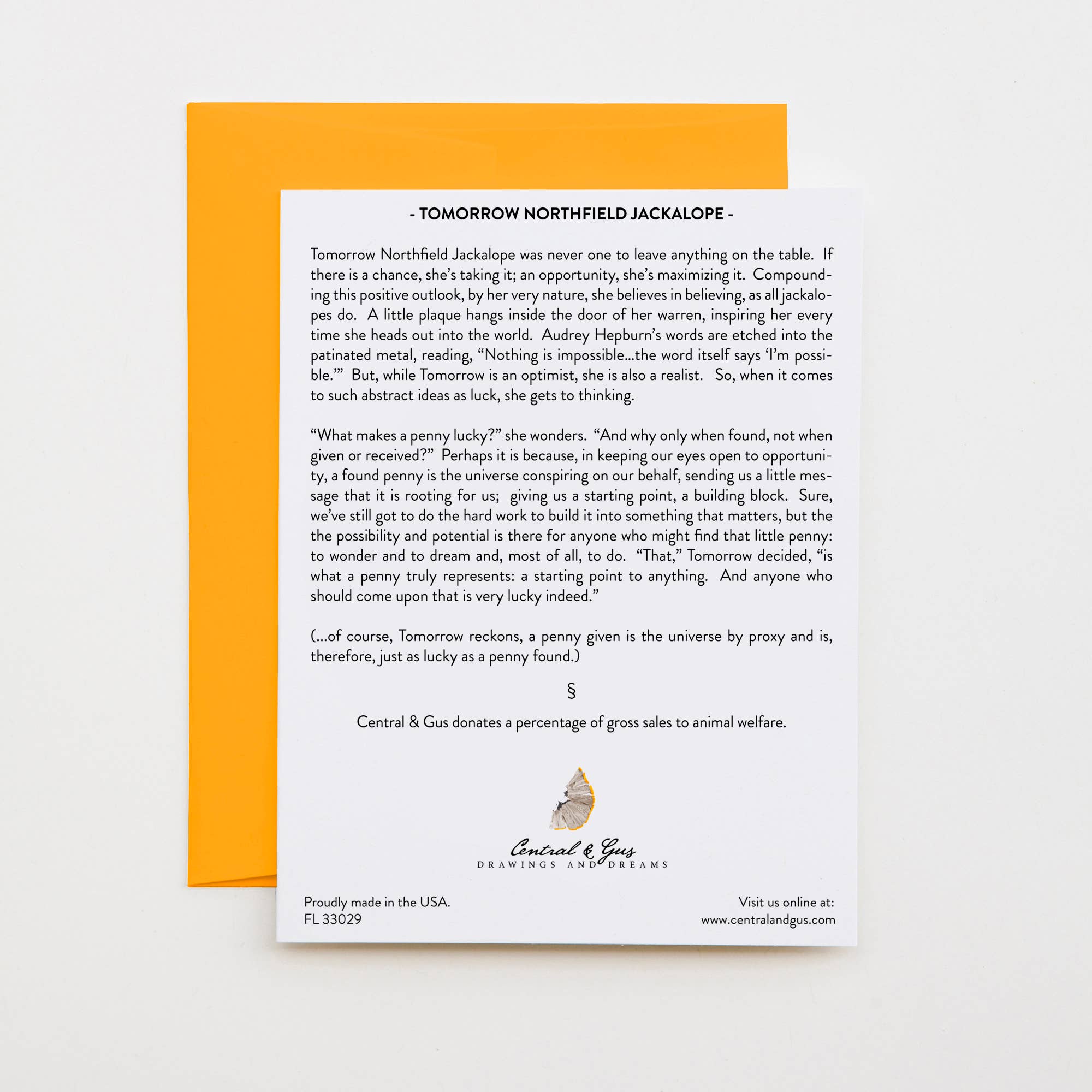 Central & Gus – wholesale Stationery/notecard set – Tomorrow Northfield Jackalope Note Card1