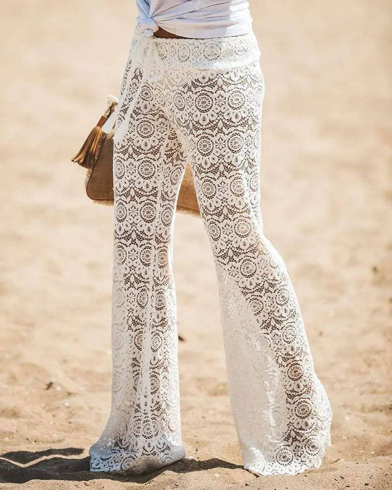 Queen Fashion – Engroshandel Strandbadekåbe – Dame – hule hæklede blondebukser med snor7