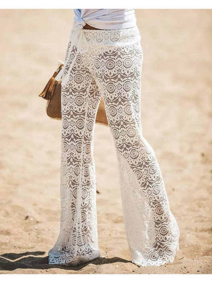 Queen Fashion – Engroshandel Strandbadekåbe – Dame – hule hæklede blondebukser med snor7