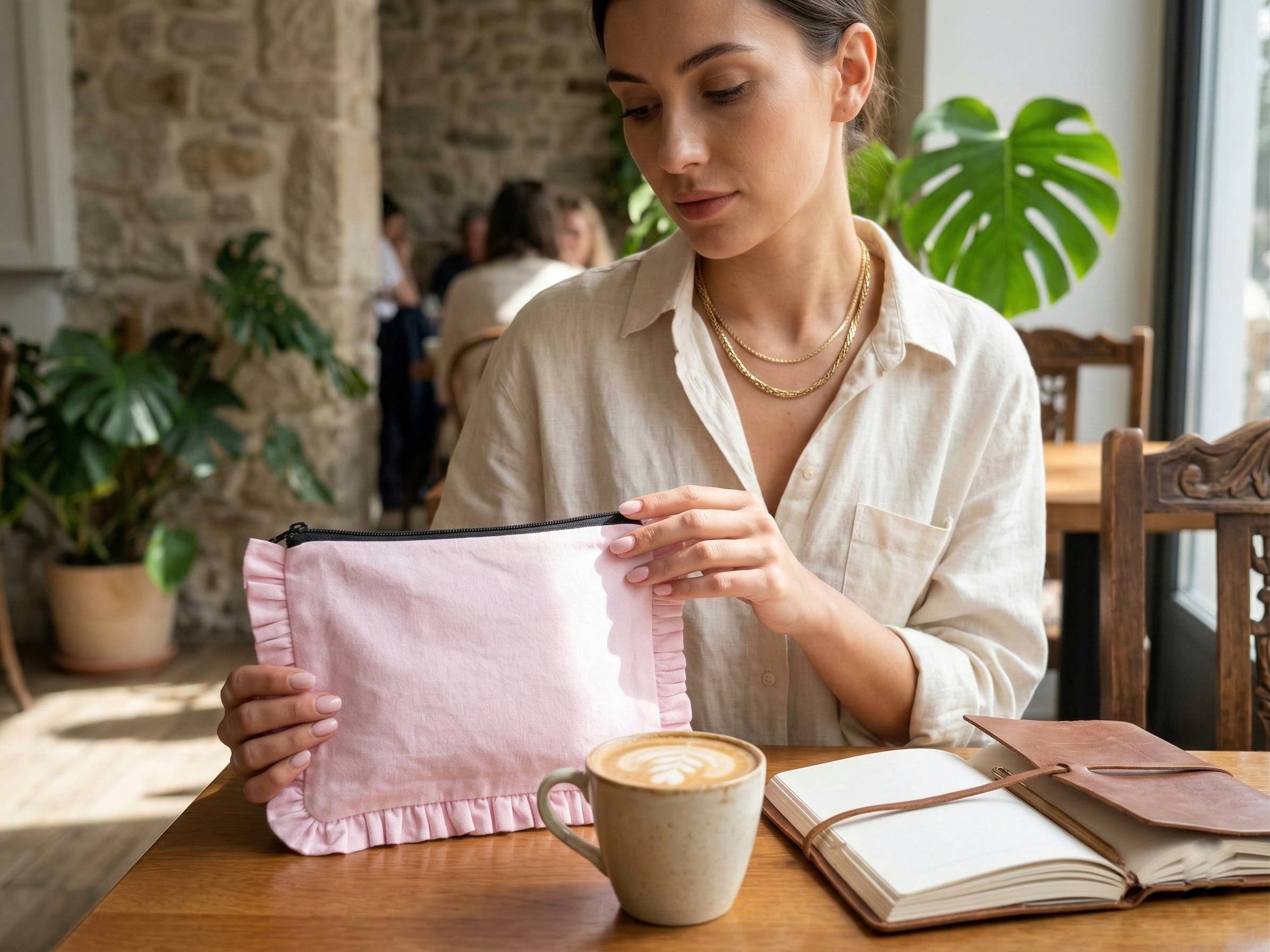 House of Kraft - Wholesale Pouch - Women's - Canvas Ruffle Pouches | Canvas Travel Pouches | Zipper Pouch22