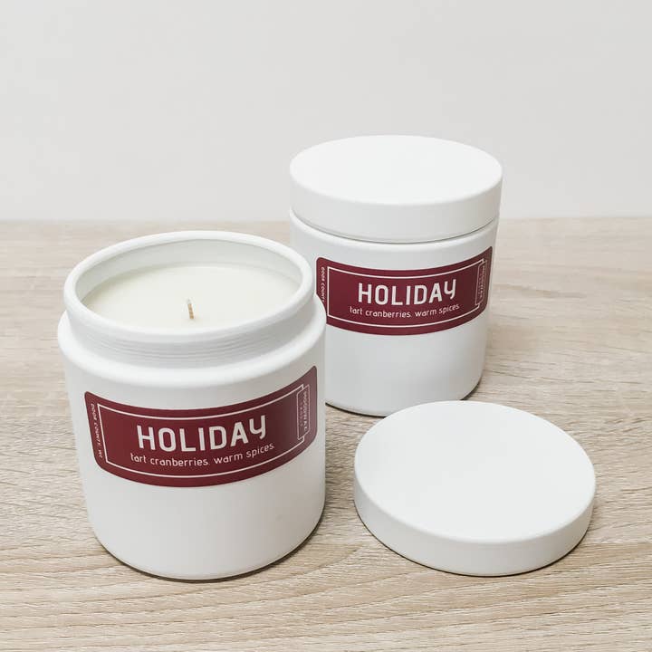 HOLIDAY - White Tin Traveler for wholesale by Moodwax Candle