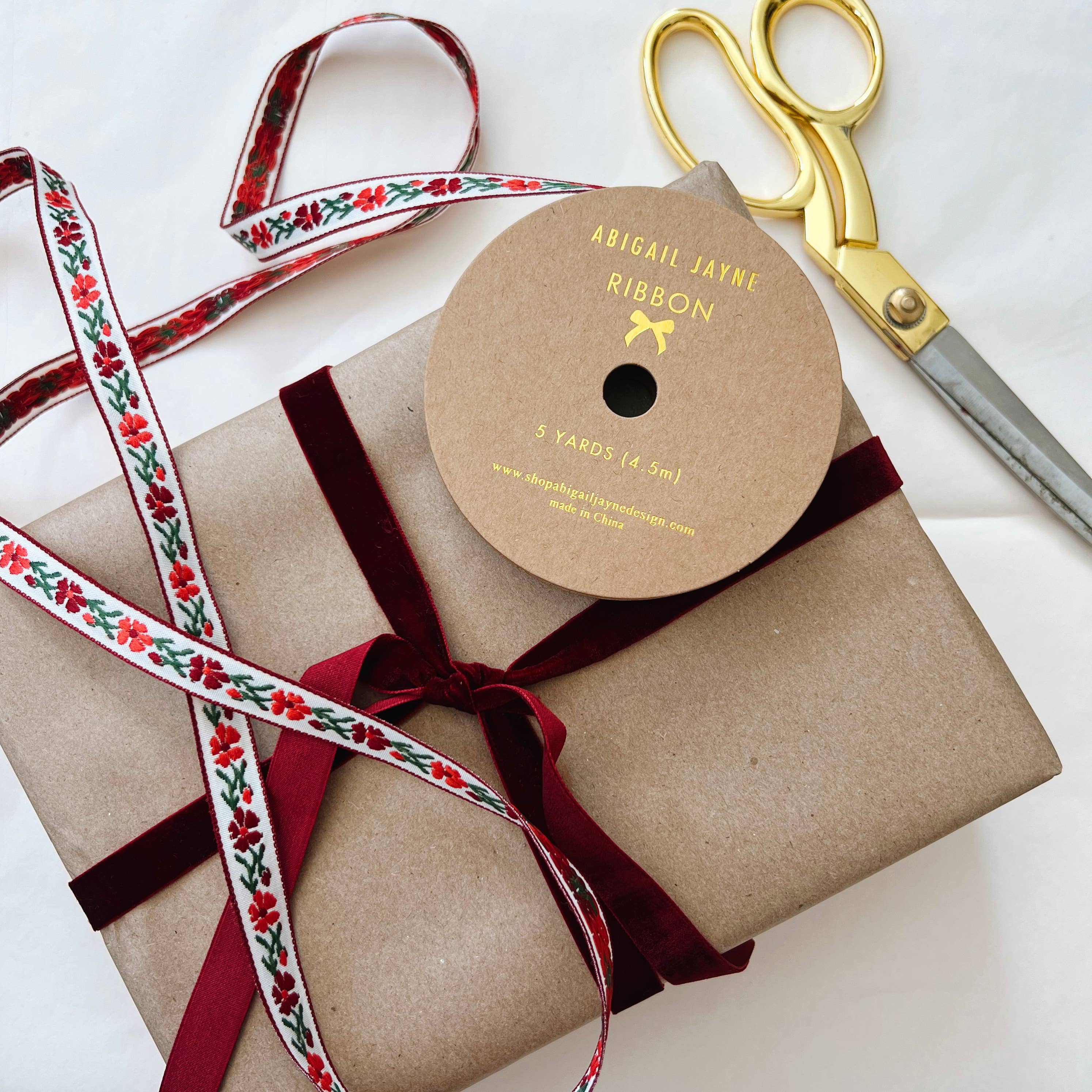Abigail Jayne Design - Wholesale Ribbon - Gift Wrapping - Velvet Ribbon - Garnet3