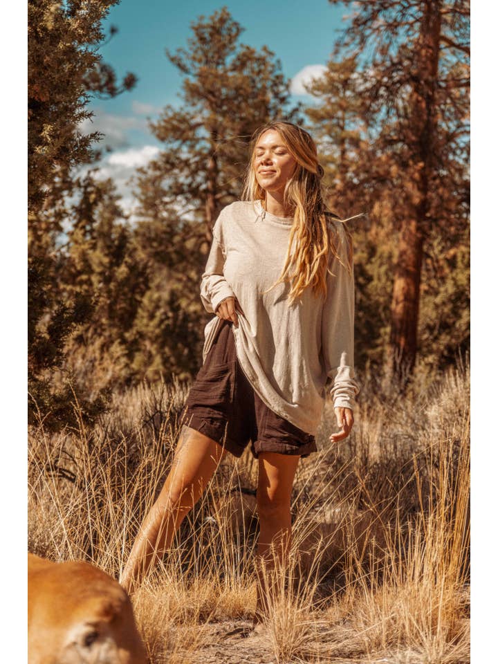 Canapa non sbiancata T-shirt a maniche lunghe in cotone biologico di canapa Blank Eco Unisex in vendita all'ingrosso su Faire8