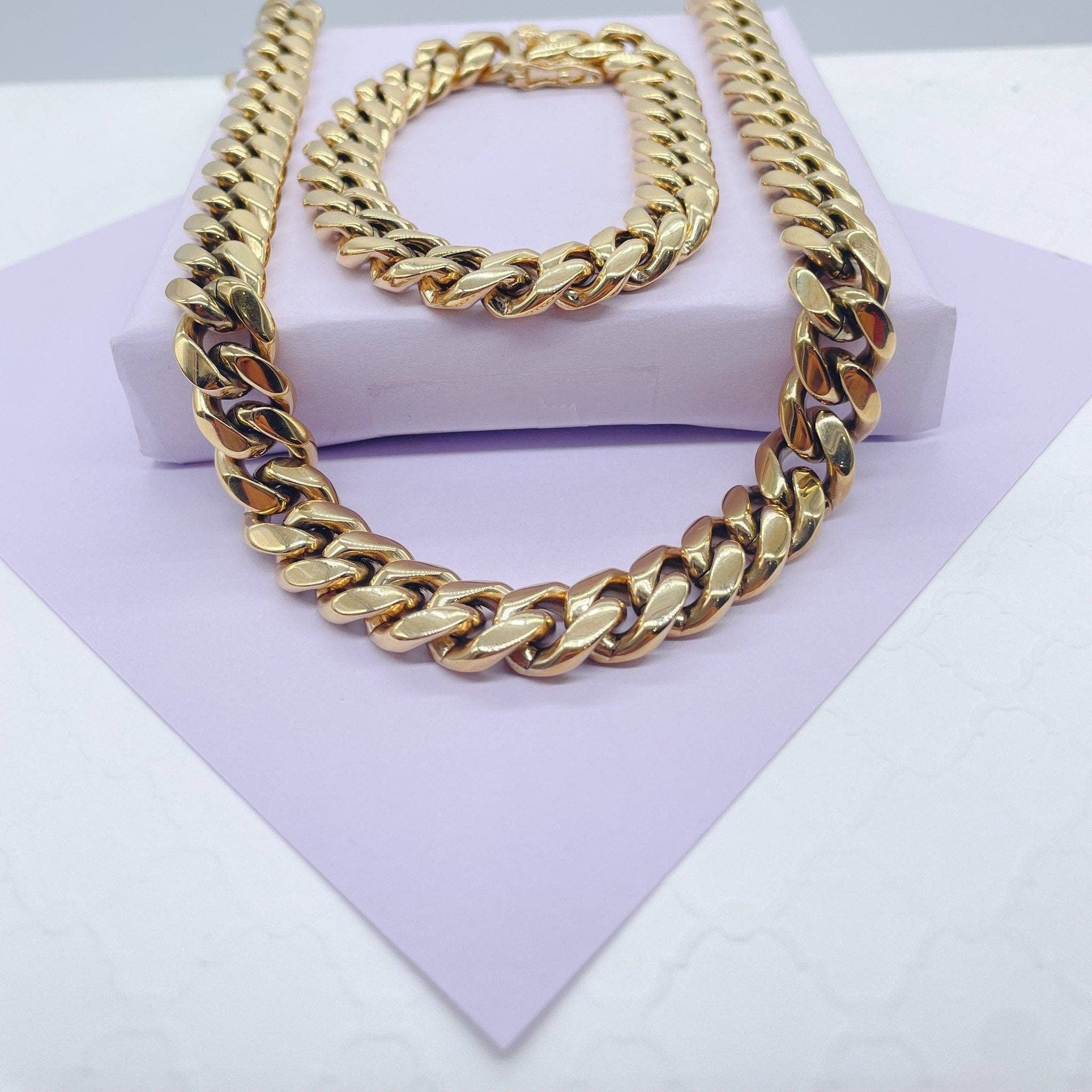 Milie - Wholesale Link & Chain Necklace - 14k GF 14mm Miami Cuban Link2
