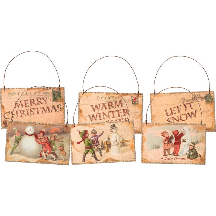 Primitives by Kathy - Wholesale Ornament - Snow Postcards Ornament Set