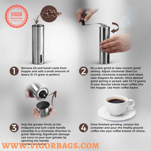Mix Match Colors Portable Hand Coffee Bean Grinder Adjustable Knob Settings - for wholesale on Faire4