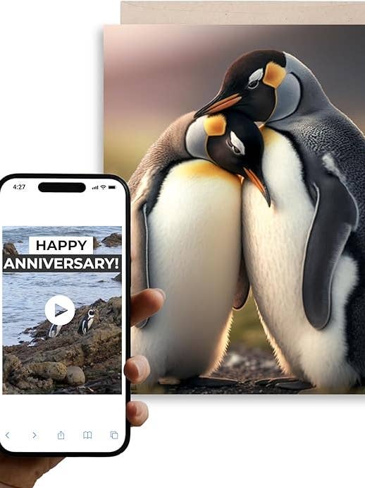Penguin Love | AR Video Anniversary Card for wholesale by Magic Greetings
