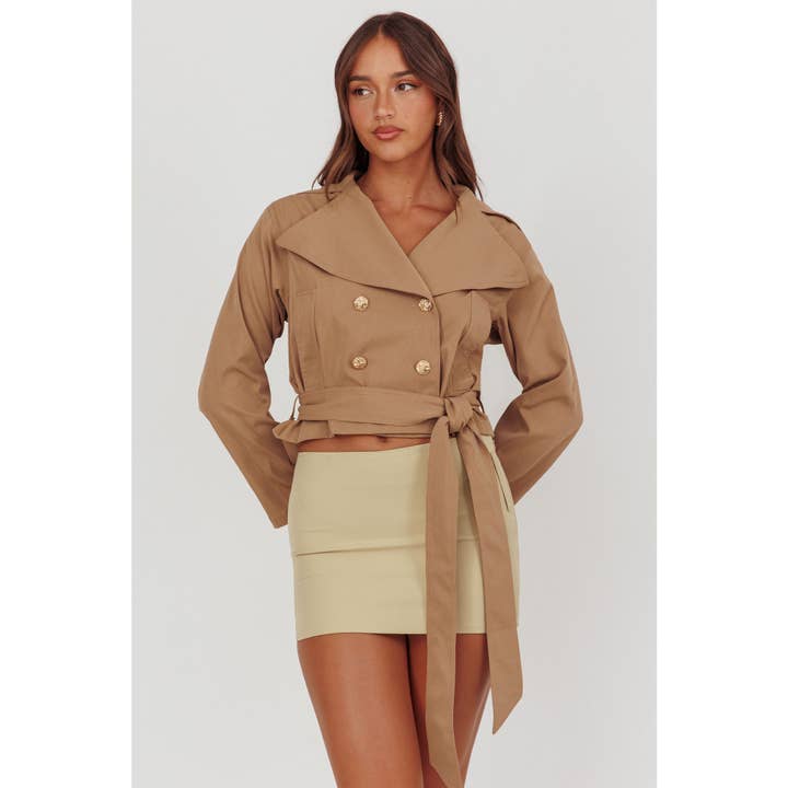 BELTED CROP JACKET / 64790F for wholesale by One and Only Collective