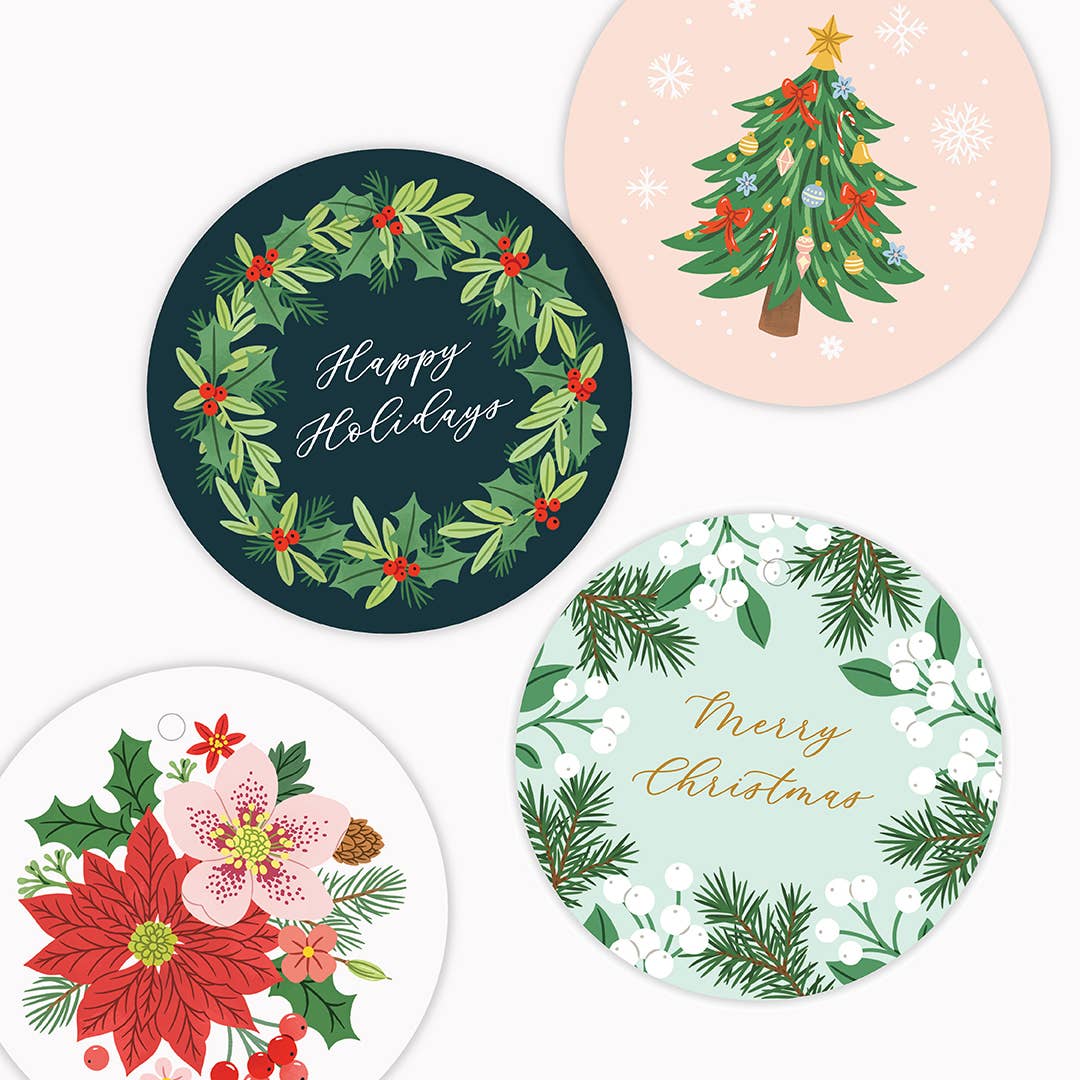 Linden Paper Co. - Wholesale Gift Tag - Christmas Wreath Gift Tags | Set of 83