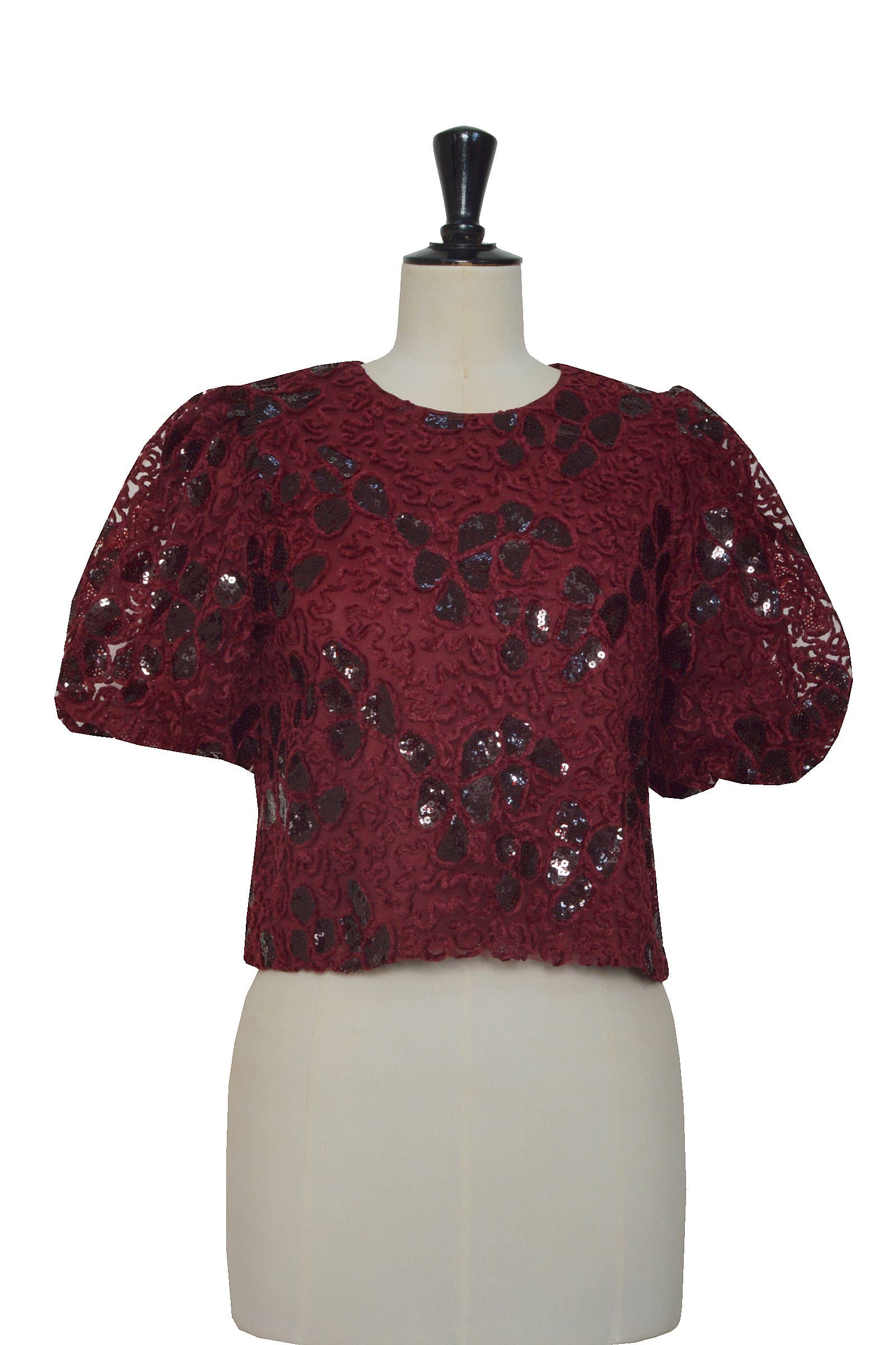 ELLI WHITE – Engroshandel Bluse - Dame – Top med præget mønster og pailletter8