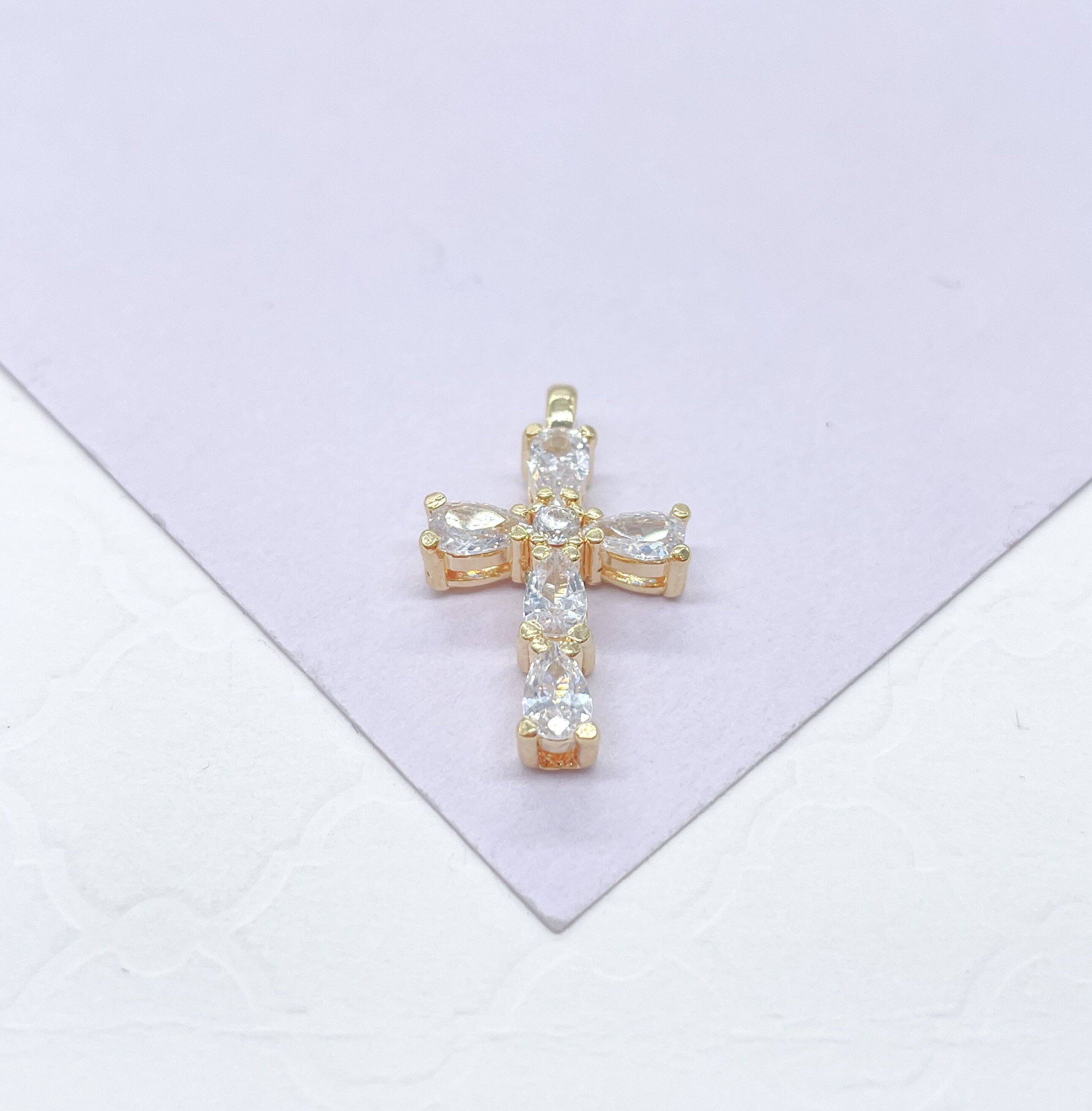 Milie - Wholesale Jewelry Set - 18k GF Dainty Cz Cross with Various Stones0