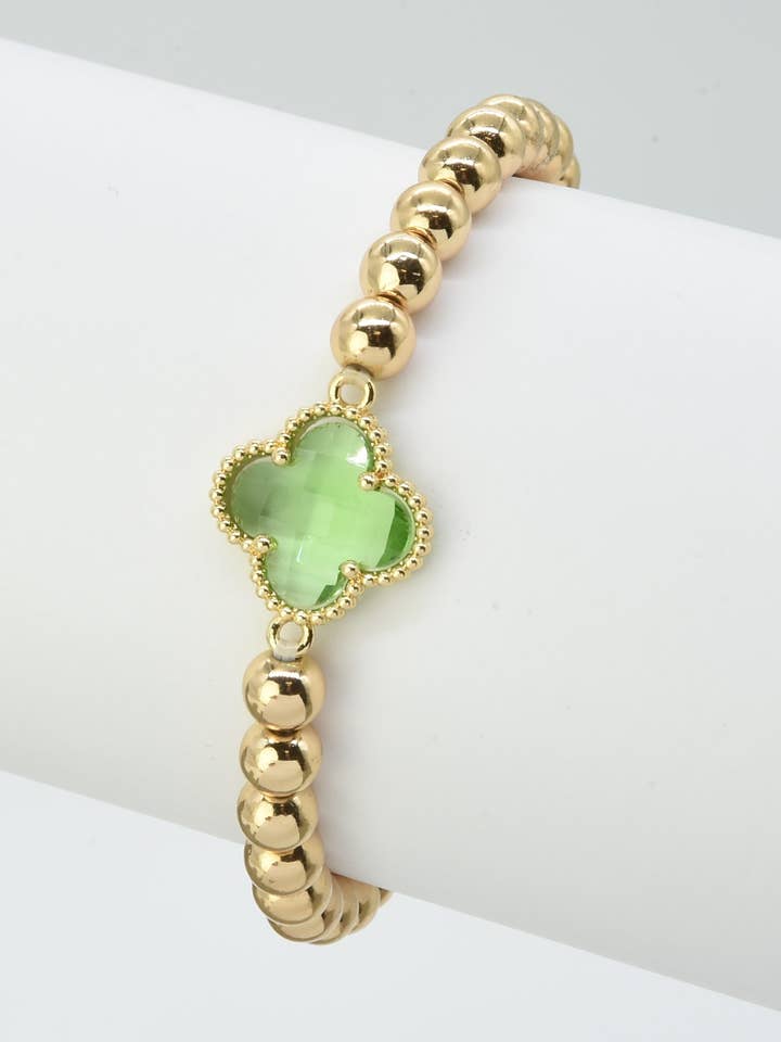 CB2212 Clover Charm Beaded Bracelet for wholesale by MiMi Wholesale