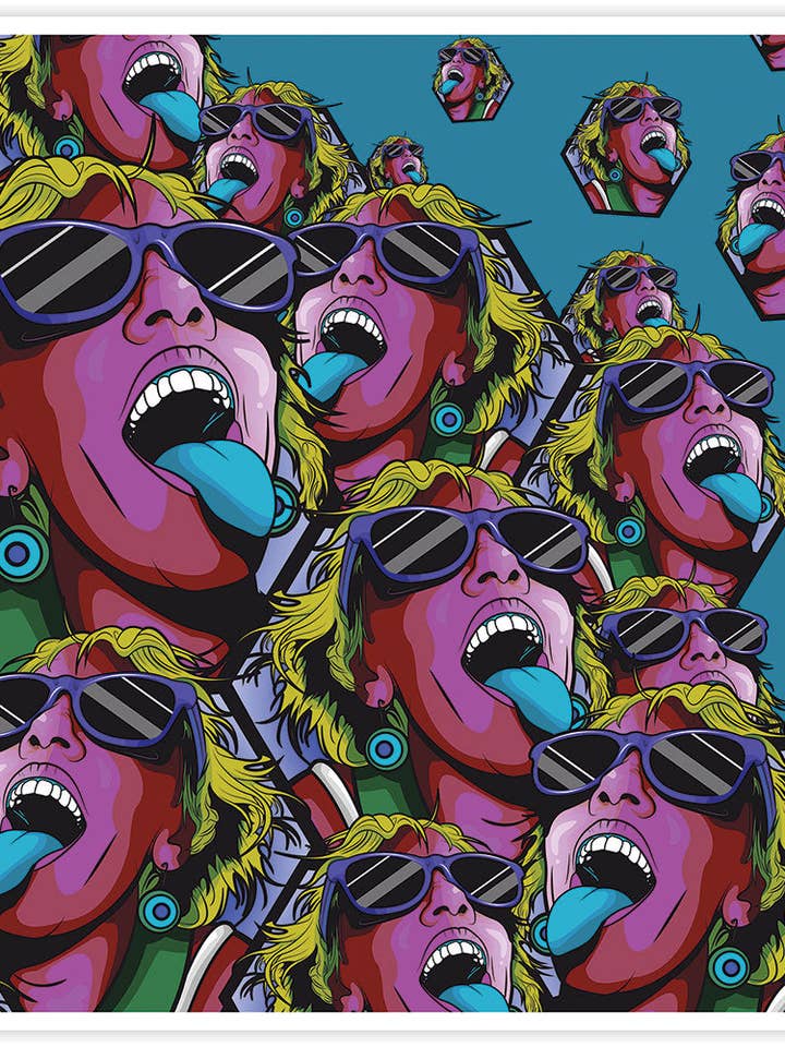 Rave Girl Blau Vektor Illustration Drucken für den Großhandel von The Underdog Print Shop