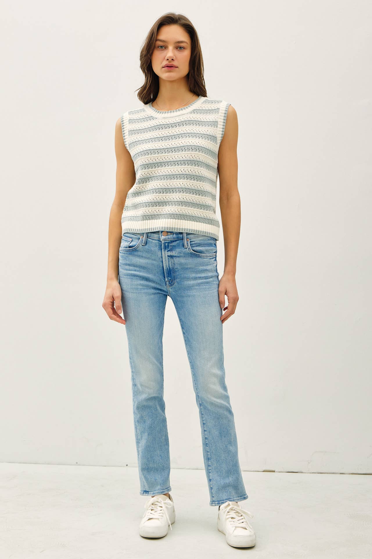 Be Cool - Wholesale Tank Top - Women's - POINTELLE CHUNKY KNIT STRIPED TANK TOP 2