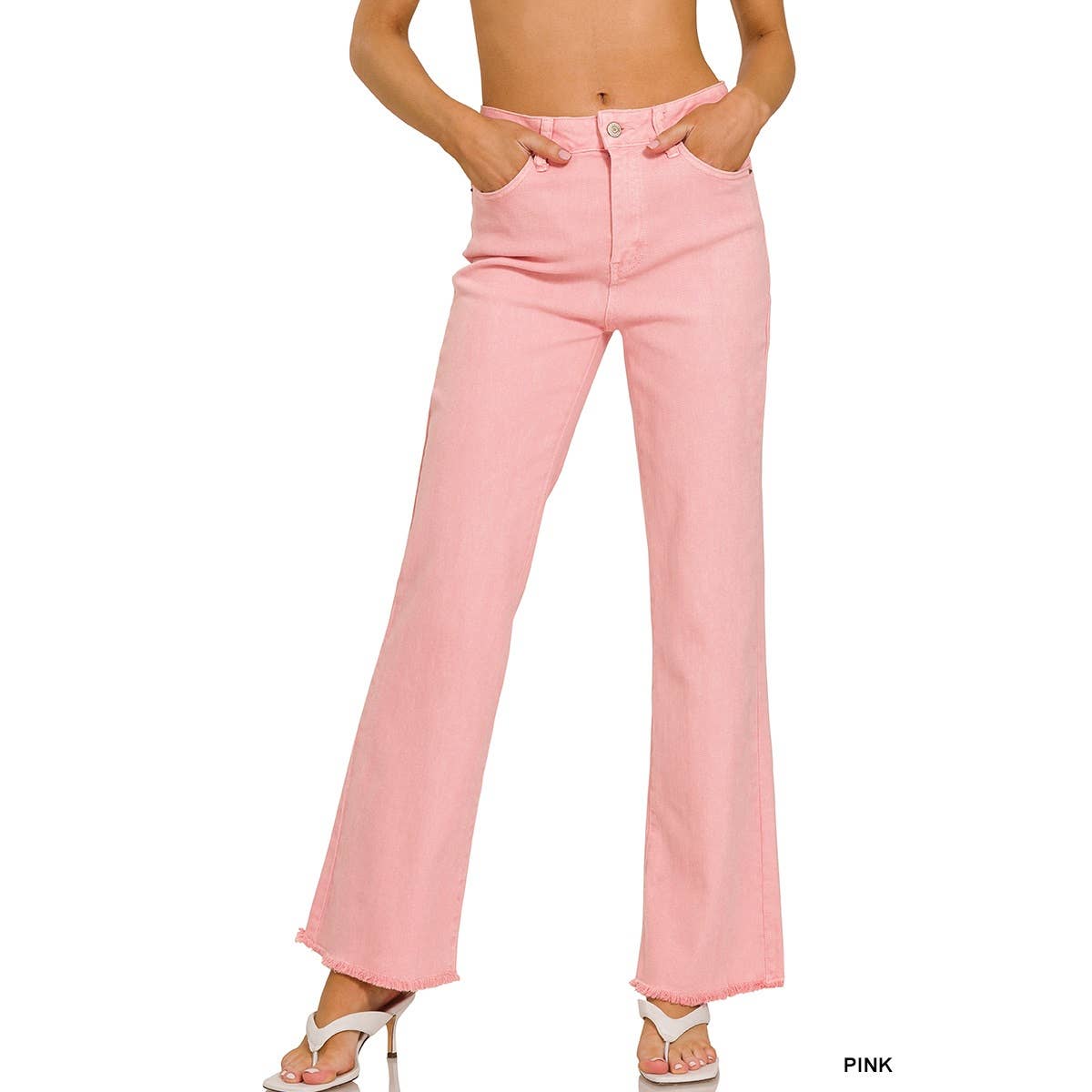 Apolline - Wholesale Jeans - Women's - ACID WASHED FRAYED CUTOFF HEM STRAIGHT WIDE PANTS18