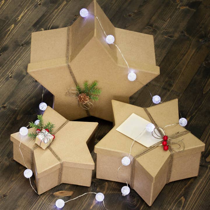 Factory Direct Craft – Engroshandel Gaveæske – Færdiglavede 3-delte papmaché indlejrede stjernekasser6