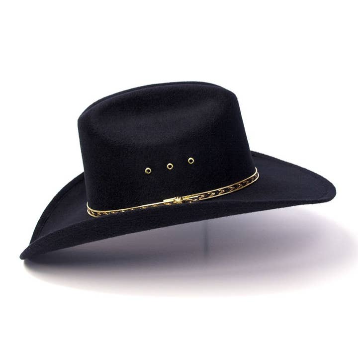 Western Express - Wholesale Cowboy hat – Unisex - Black Felt Finish Western Cattleman Hat4