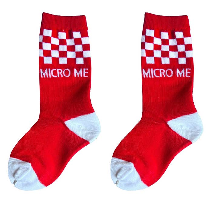 Chaussettes à damier rouge et blanc (bébé, jeune enfant) pour la vente par Micro Me