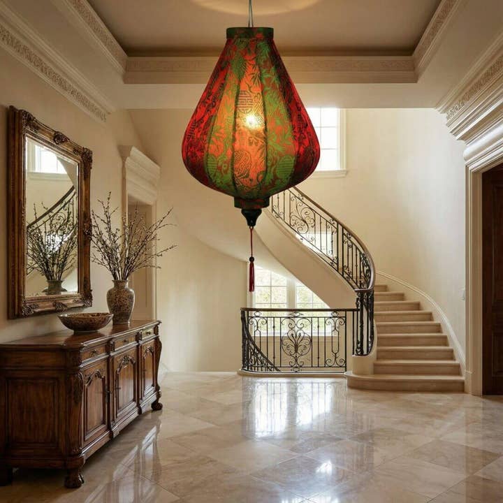 Seidenlampion - Rot / Grün für den Großhandel von Makapli